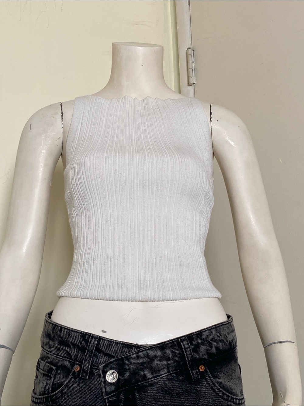 PAIGE yuelia white ribbed Tank